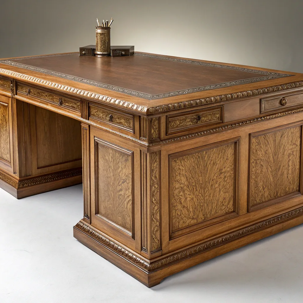 Vintage styled office table made of oak wood